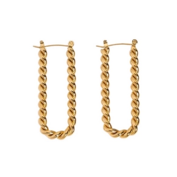 Jewelry - New! Gold Plated Cable Hoop Earrings (1058) NWOT